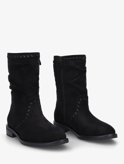 Bottines en suédine à coutures apparentes - Noir - 4