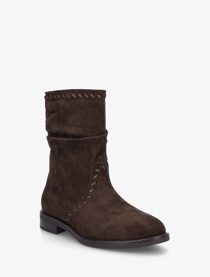 Bottines en suédine à coutures apparentes - Chocolat - 2