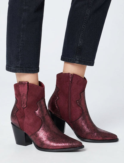 Stivaletti perlati stile texano - Bordeaux