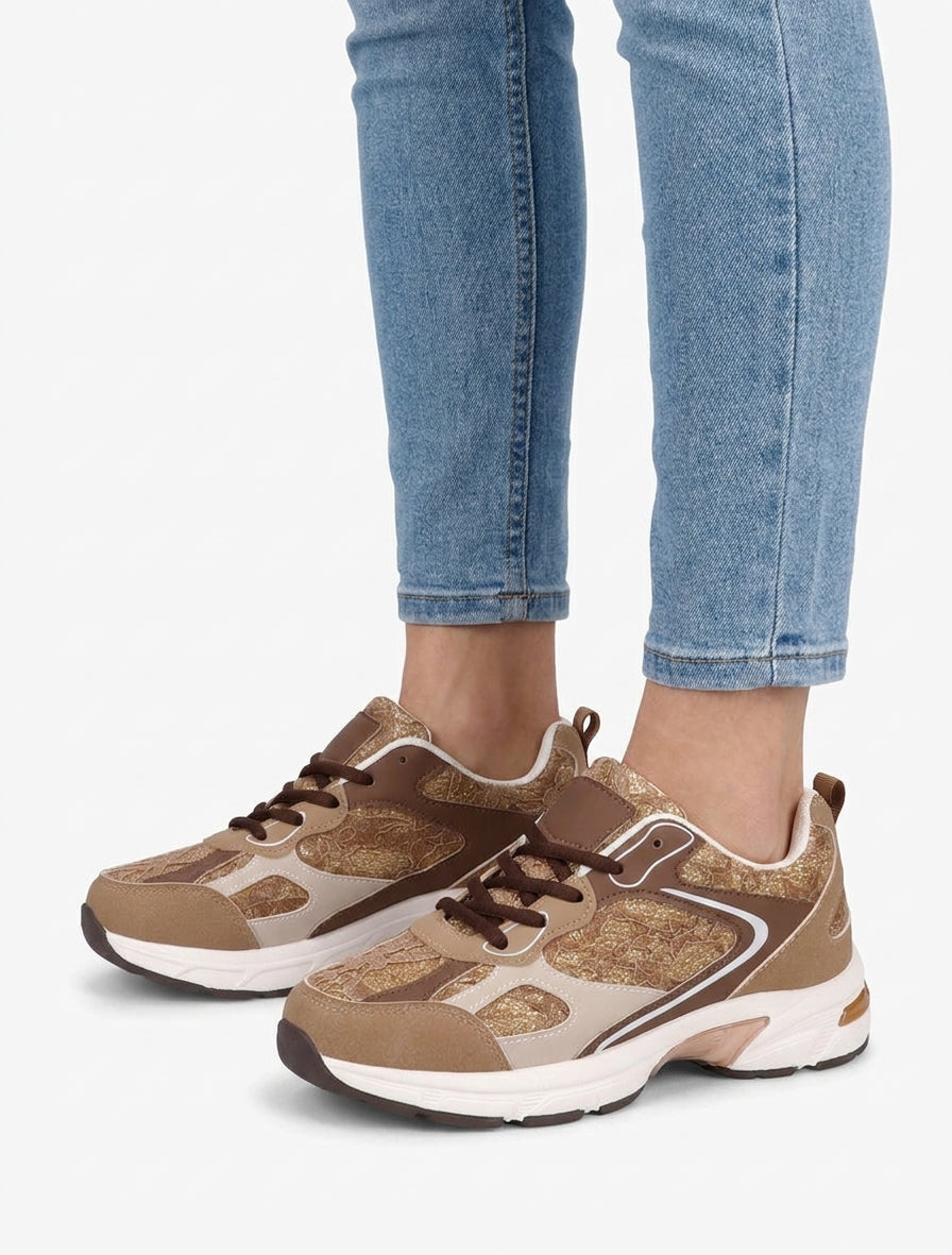 Sneakers in similpelle con inserti in pizzo - Talpa