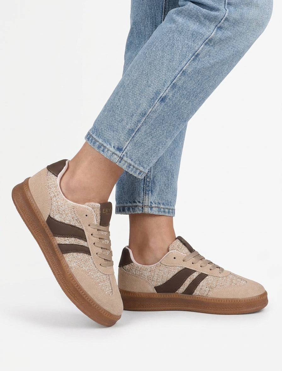 Sneakers con tomaia effetto tweed - Beige