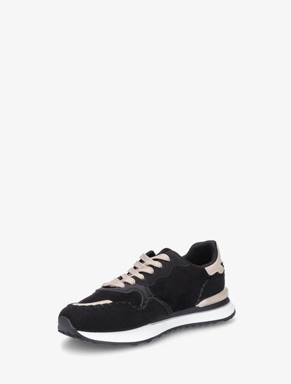 Sneakers à empiècement effet nubuck et suédine - Noir - 3
