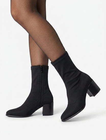 Stivaletti uniti stile calzino con cerniera - Nero