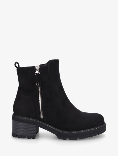 Bottines à talon en suédine - Noir - 1