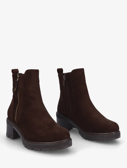 Bottines à talon en suédine - Chocolat - 4