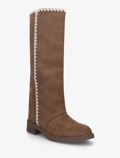Bottes suédine brodées - Marron - 2