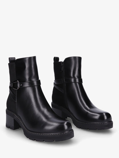 Bottines unies en simili et suédine - Noir - 4