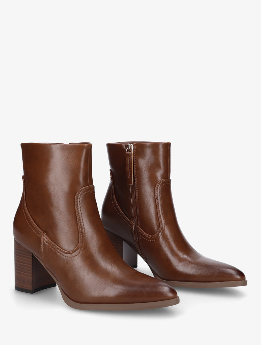 Bottines à talon en simili bouts pointus - Camel - 4