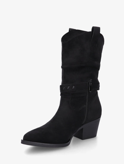 Bottines en suédine style santiags - Noir - 3