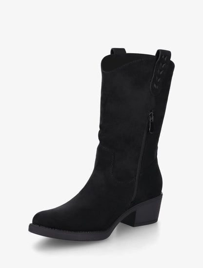 Bottines en suédine à bouts ronds - Noir - 3