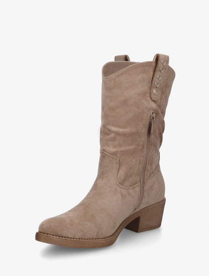 Bottines en suédine à bouts ronds - Taupe - 3