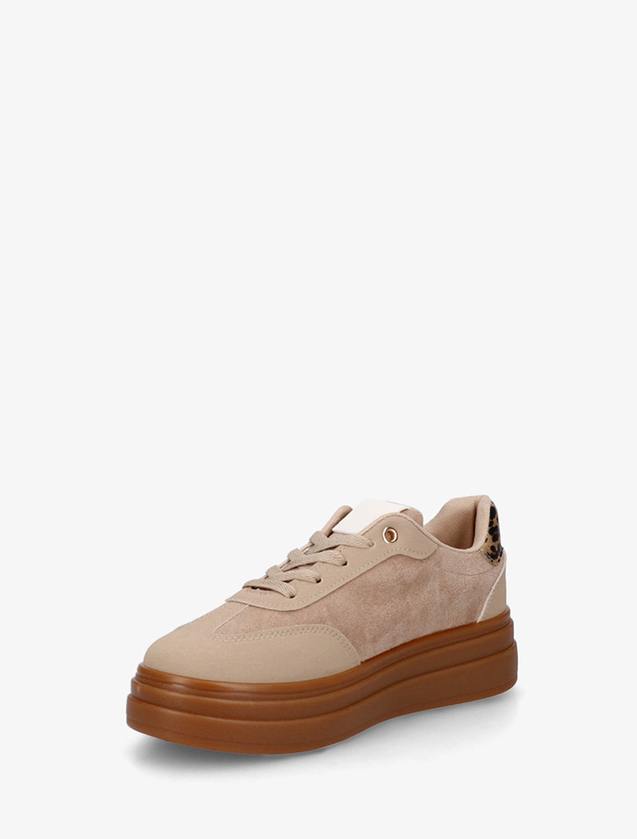Baskets plateformes à bandes contrastantes - Beige - 3