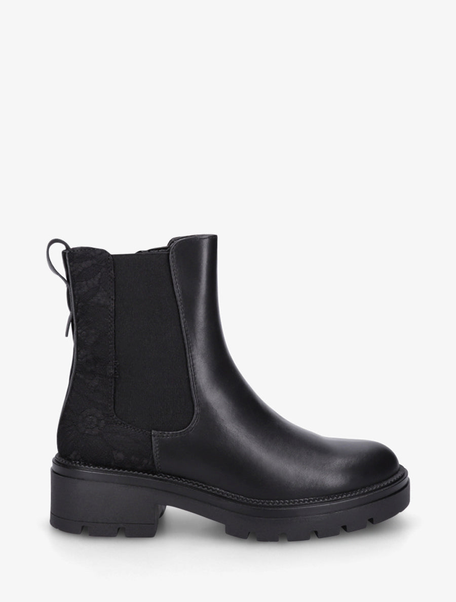 Bottines élastiquées à contrefort en dentelle - Noir - 1