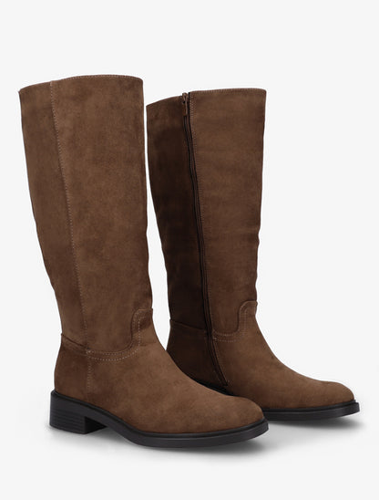 Bottes surpiqûres apparentes en suédine - Marron - 4