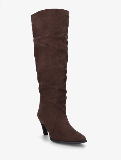 Bottes plissées en suédine à enfiler - Chocolat - 2