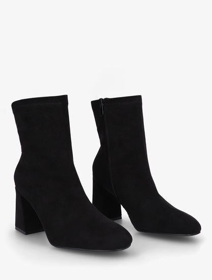 Bottines en suédine et talon carré - Noir - 4