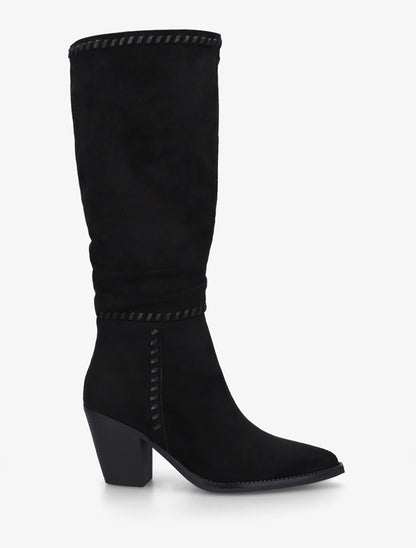 Bottes en suédine et bouts pointus - Noir - 1