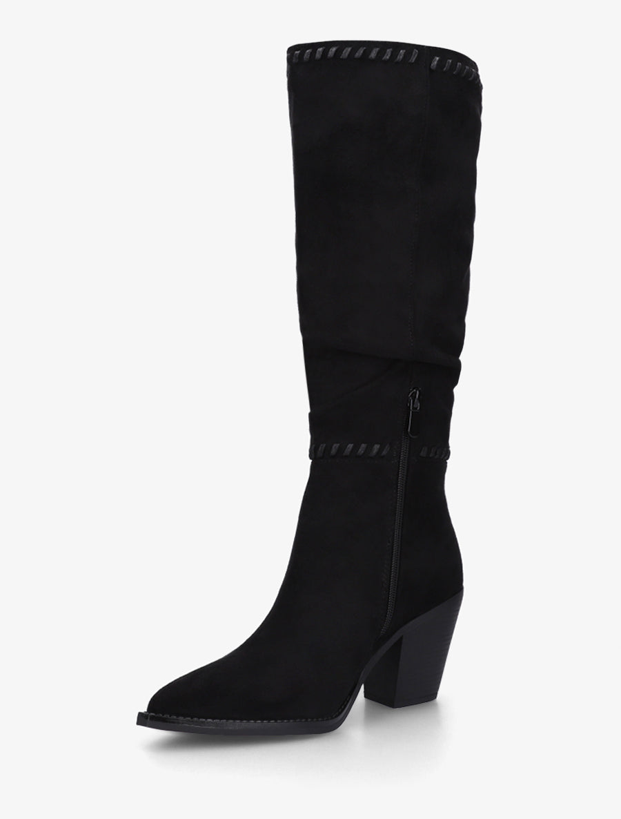 Bottes en suédine et bouts pointus - Noir - 3