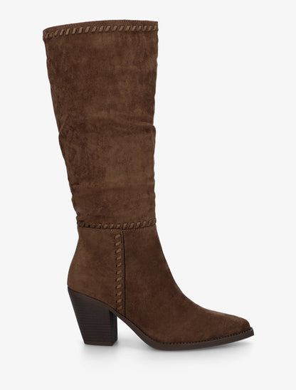 Bottes en suédine et bouts pointus - Marron - 1