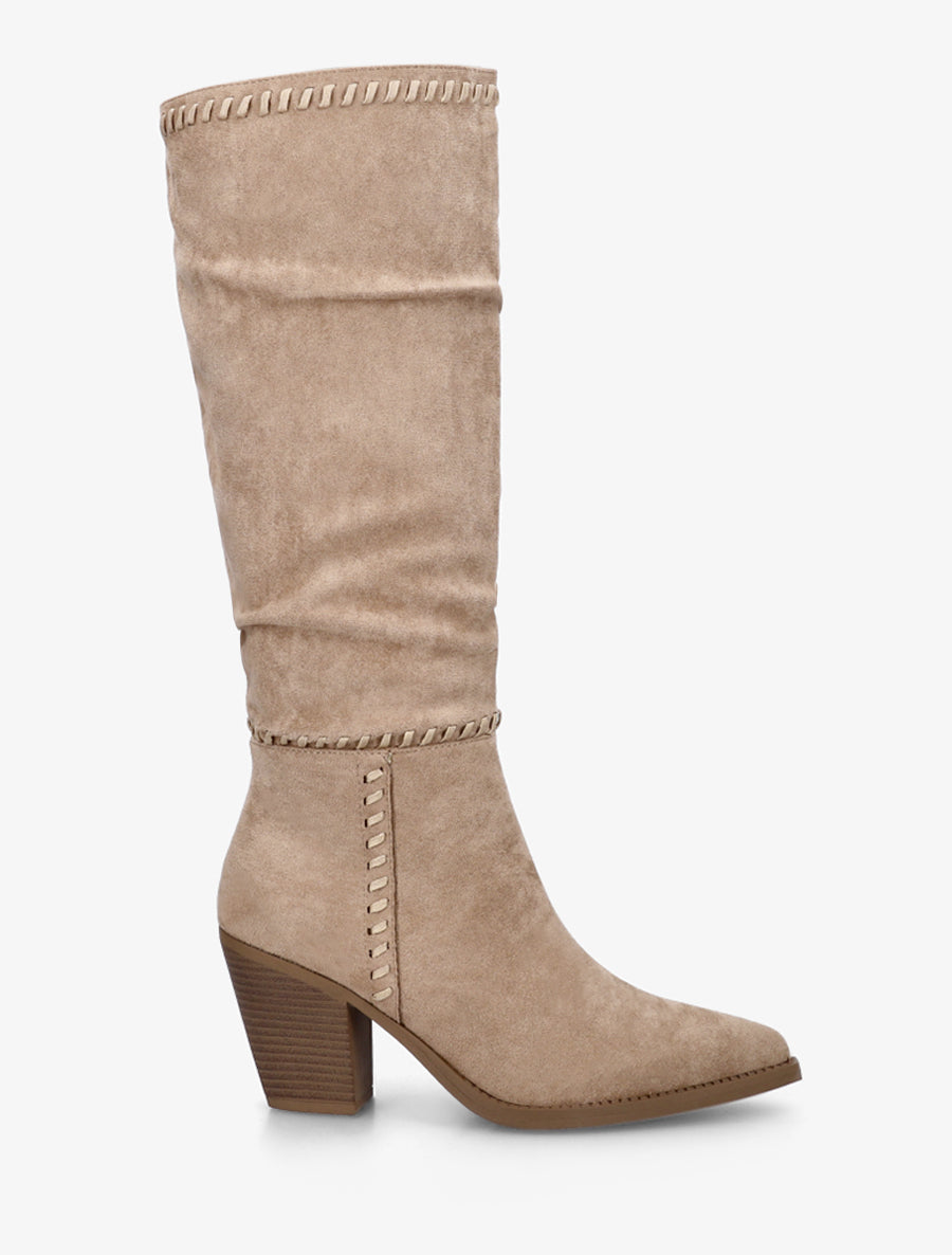 Bottes en suédine et bouts pointus - Taupe - 1