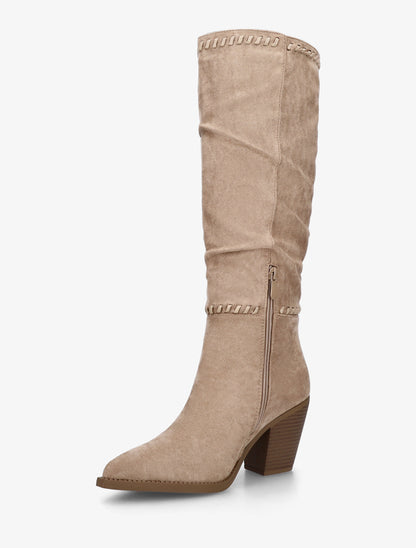 Bottes en suédine et bouts pointus - Taupe - 3
