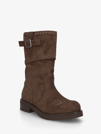 Bottines plissées à bouts ronds - Marron - 2