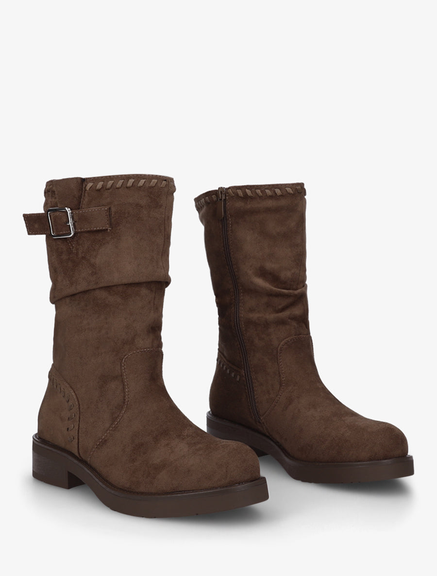 Bottines plissées à bouts ronds - Marron - 4