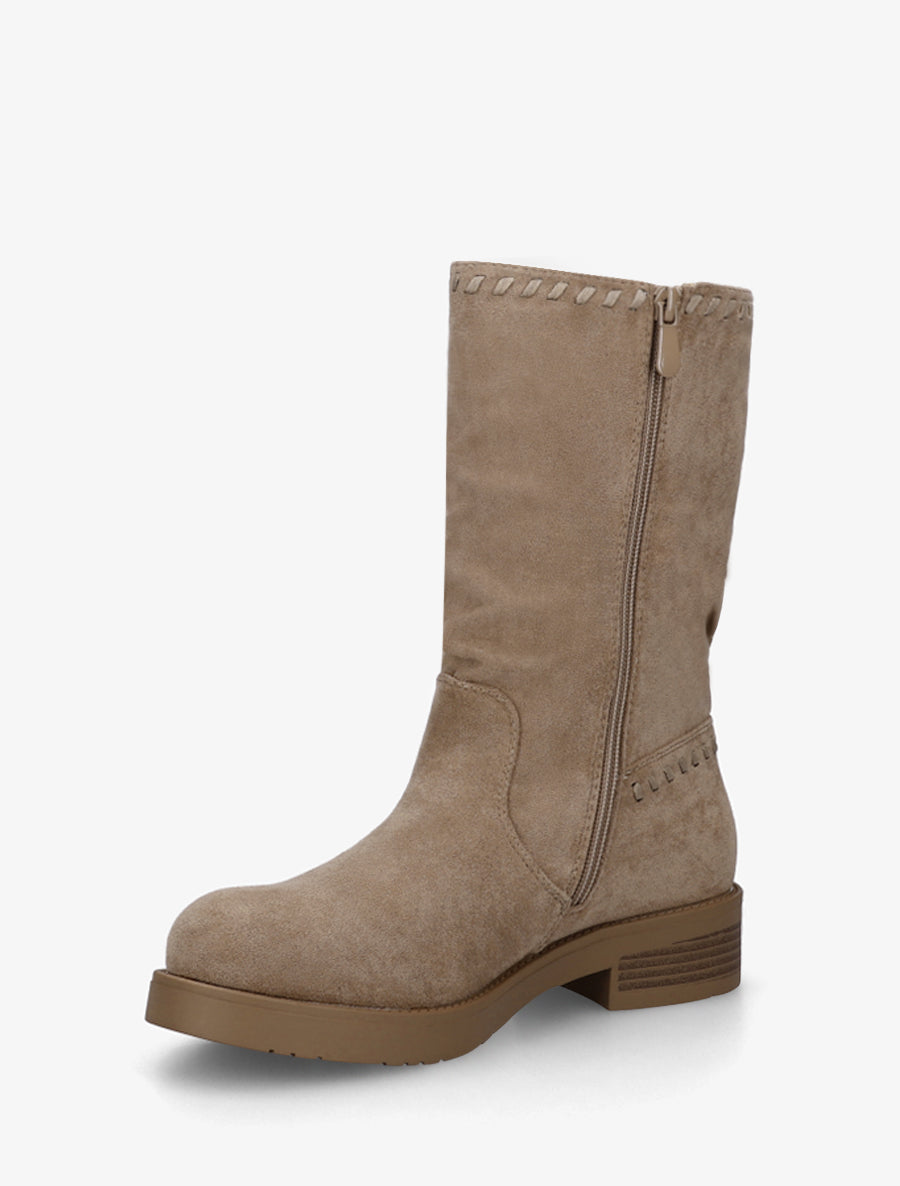 Bottines plissées à bouts ronds - Taupe - 3