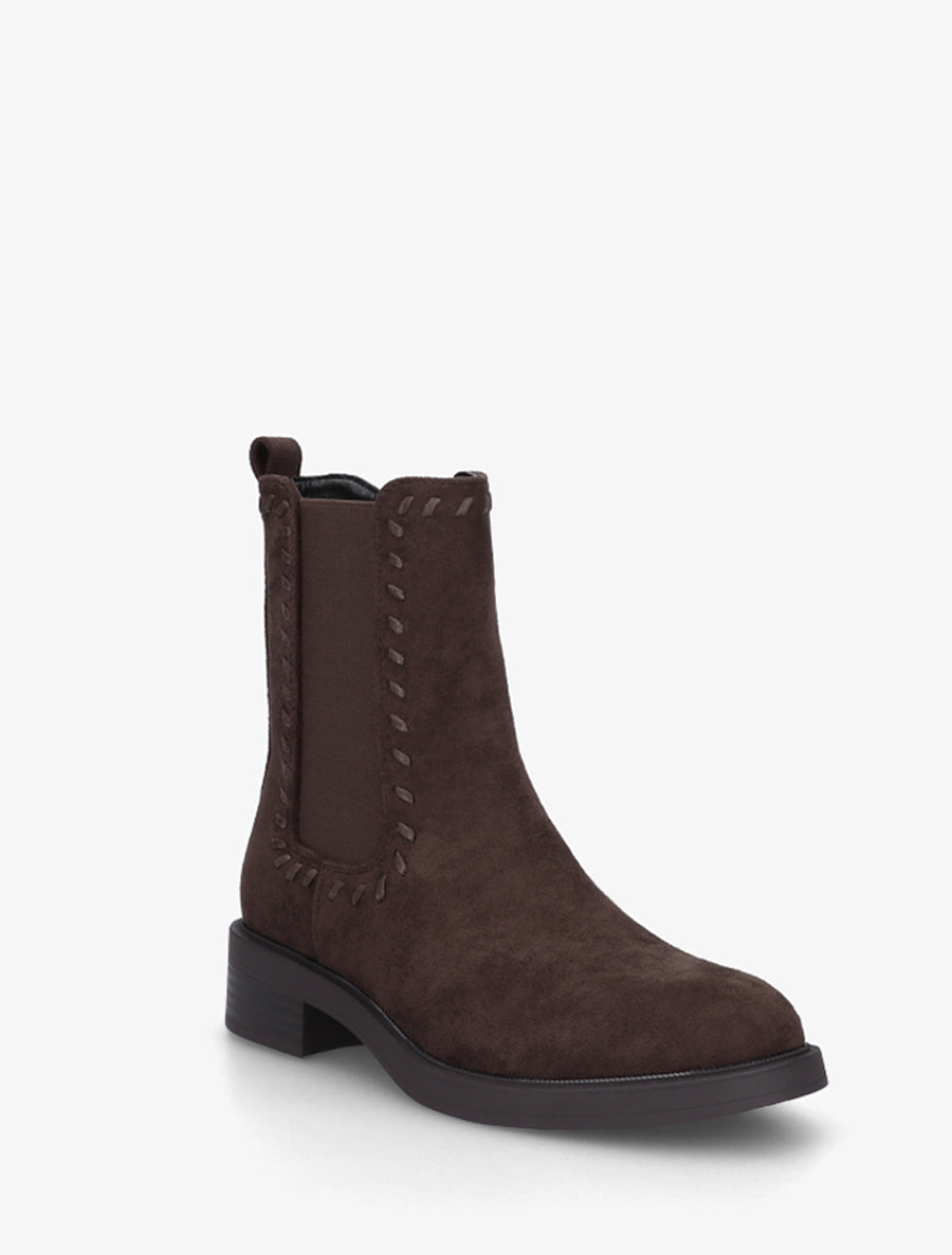 Bottines style chelsea en suédine - Chocolat - 2