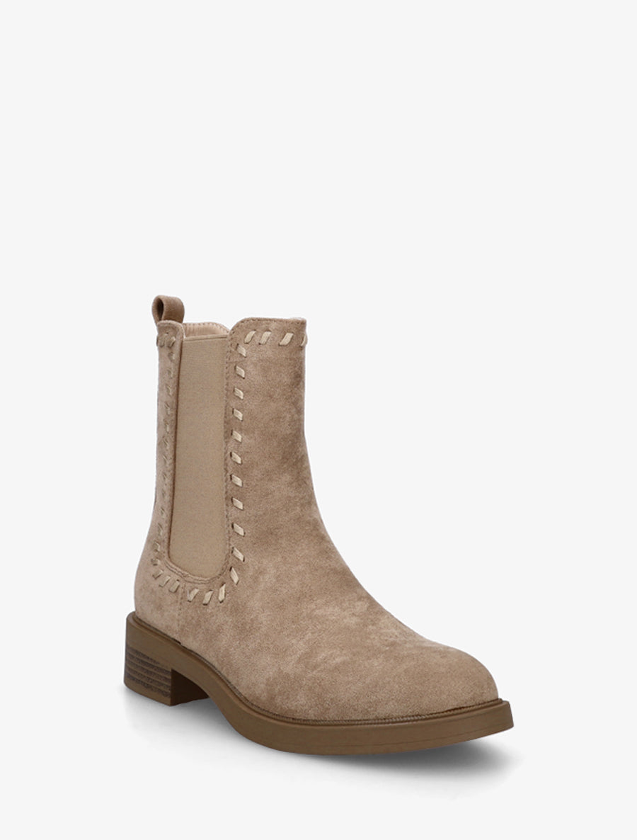Bottines style chelsea en suédine - Taupe - 2