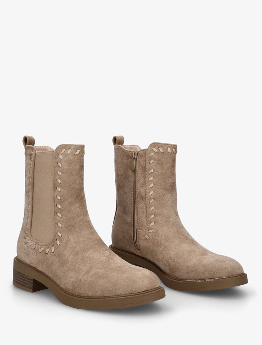 Bottines style chelsea en suédine - Taupe - 4
