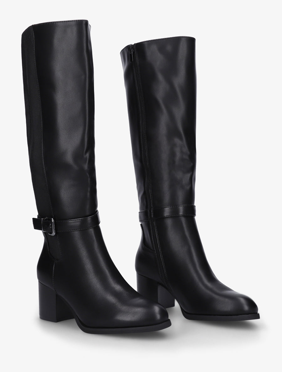 Bottes élastiquées à talon - Noir - 4