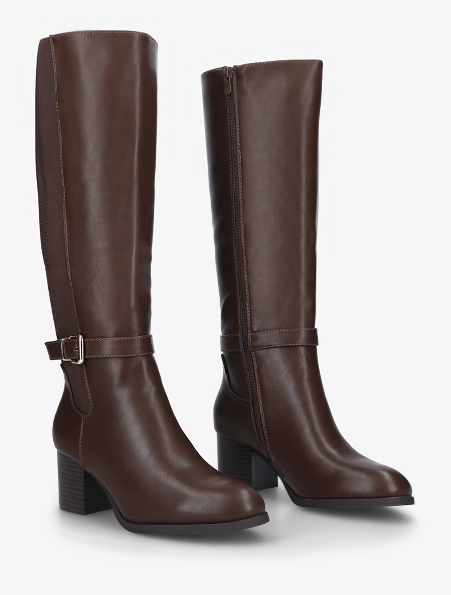 Bottes élastiquées à talon - Marron - 4