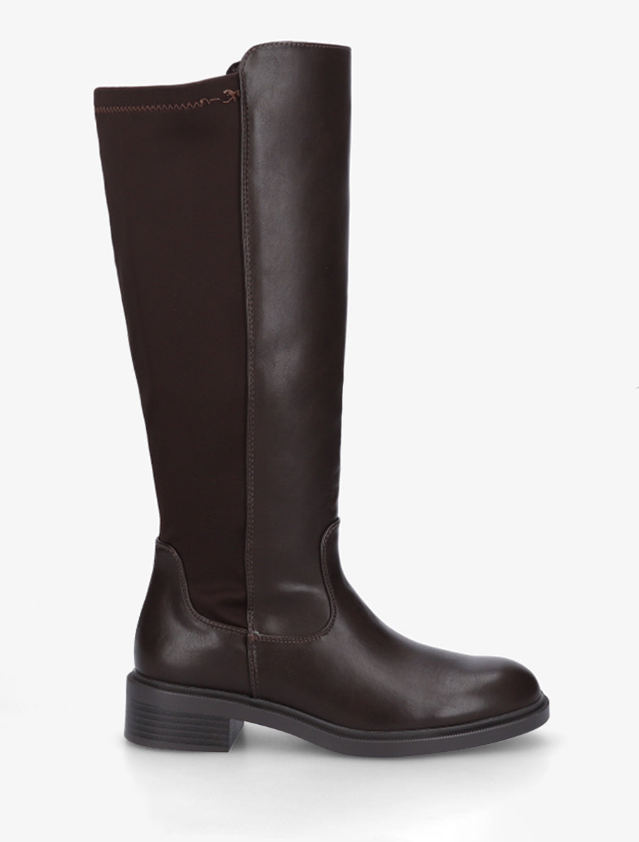 Bottes bimatière unies - Marron - 1