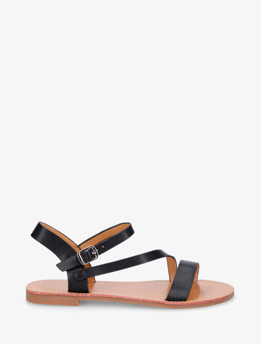 Nu-pieds en simili bride en biais - Noir - 6