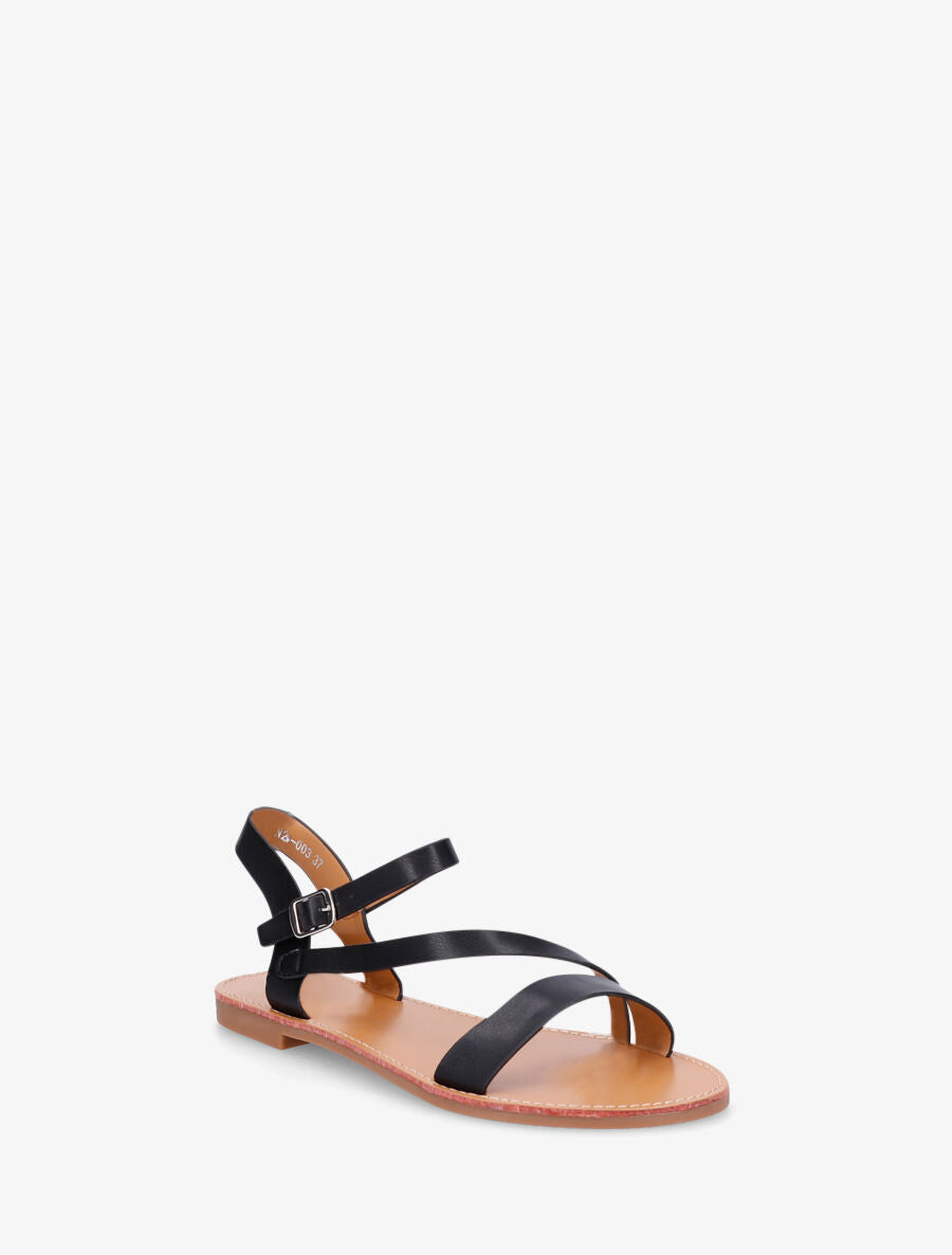Nu-pieds en simili bride en biais - Noir - 3