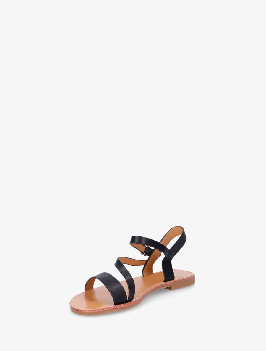 Nu-pieds en simili bride en biais - Noir - 4