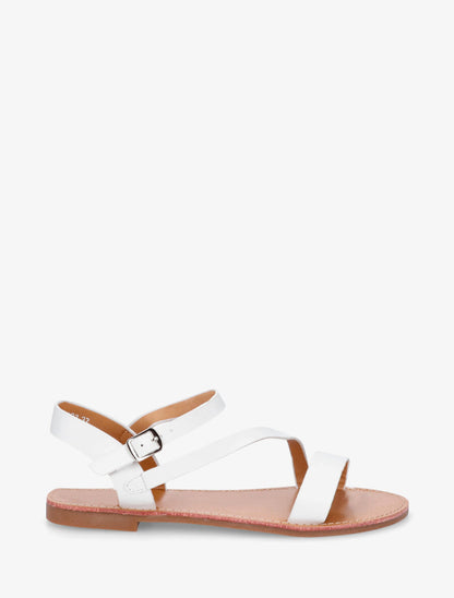 Nu-pieds en simili bride en biais - Blanc - 1