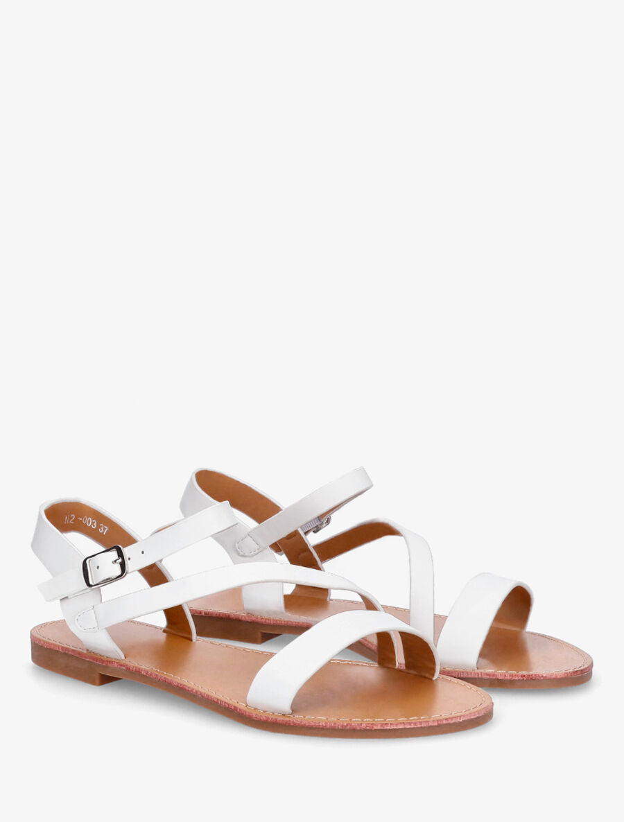 Nu-pieds en simili bride en biais - Blanc - 4