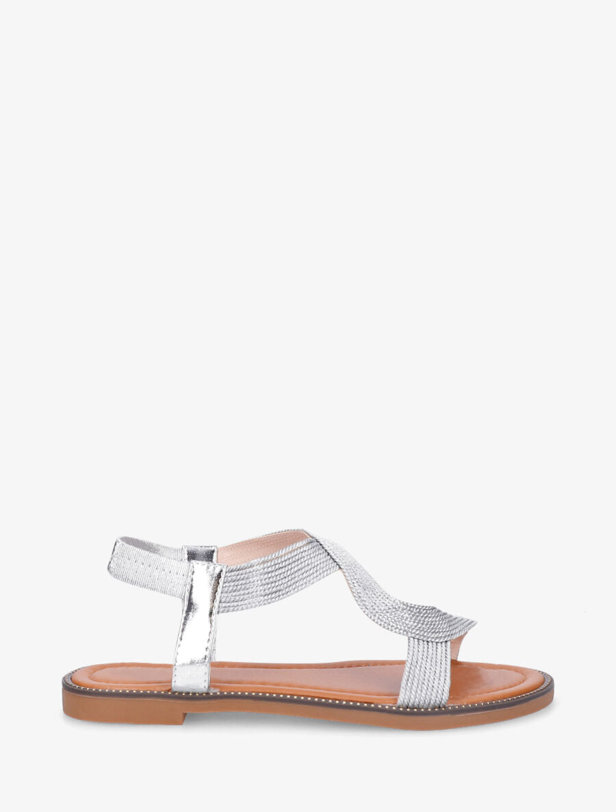 Nu-pieds unis à cheville élastiquée - Argent - 2