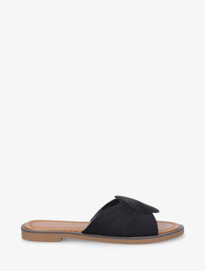 Mules plates style corde - Noir - 1
