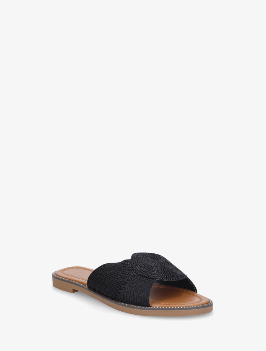 Mules plates style corde - Noir - 2