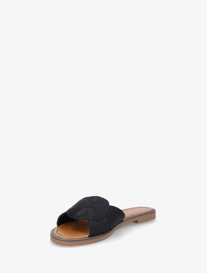 Mules plates style corde - Noir - 3