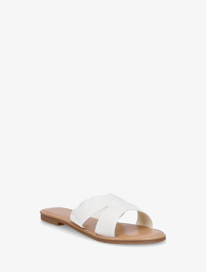 Mules plates en tissu effet torsadé - Blanc - 2