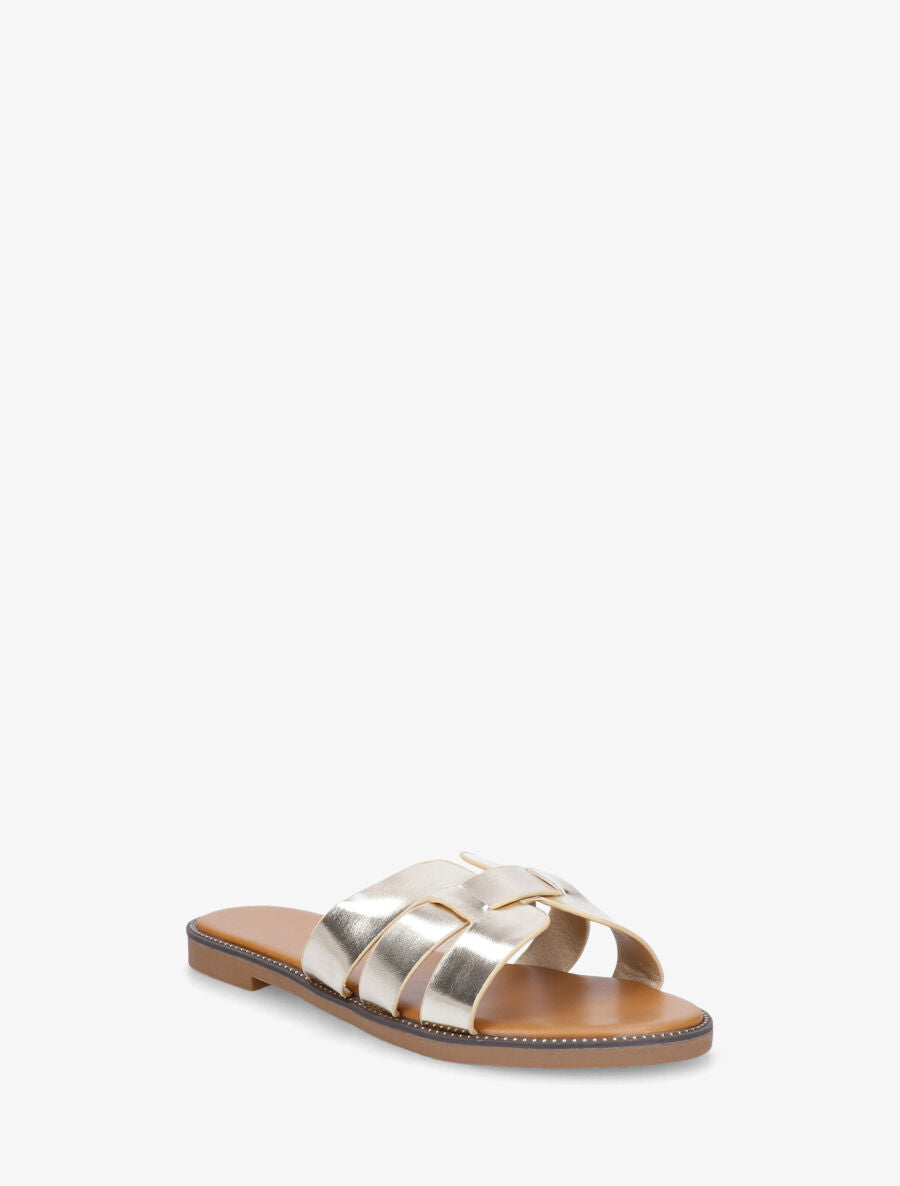 Mules croisées en simili - Or - 2