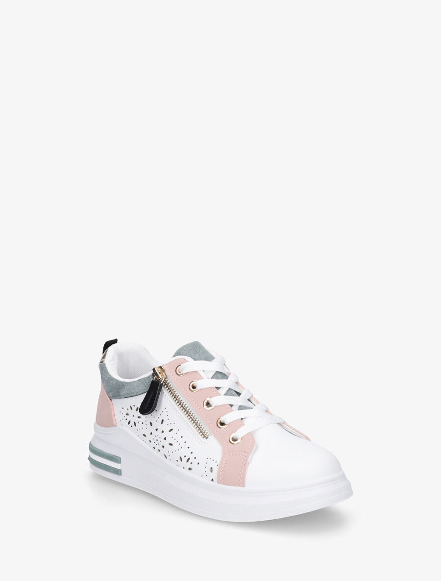 Baskets à zip et motifs perforés - Rose - 2