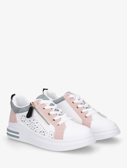 Baskets à zip et motifs perforés - Rose - 4