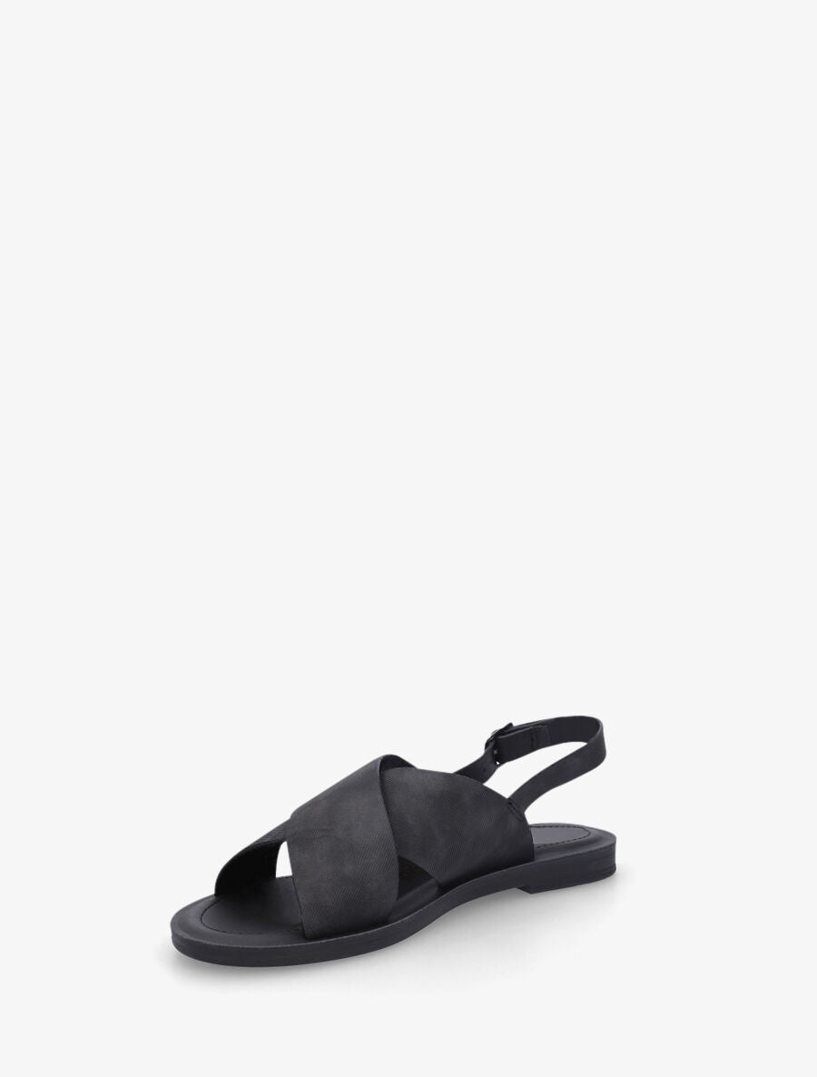 Nu-pieds croisés en tissu - Noir - 3