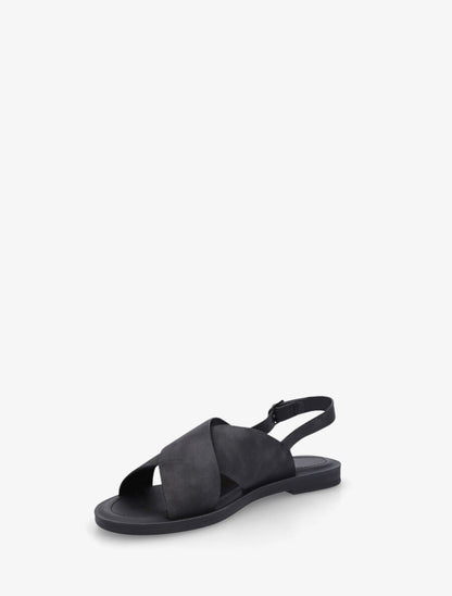Nu-pieds croisés en tissu - Noir - 3