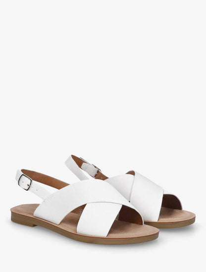 Nu-pieds croisés en tissu - Blanc - 4